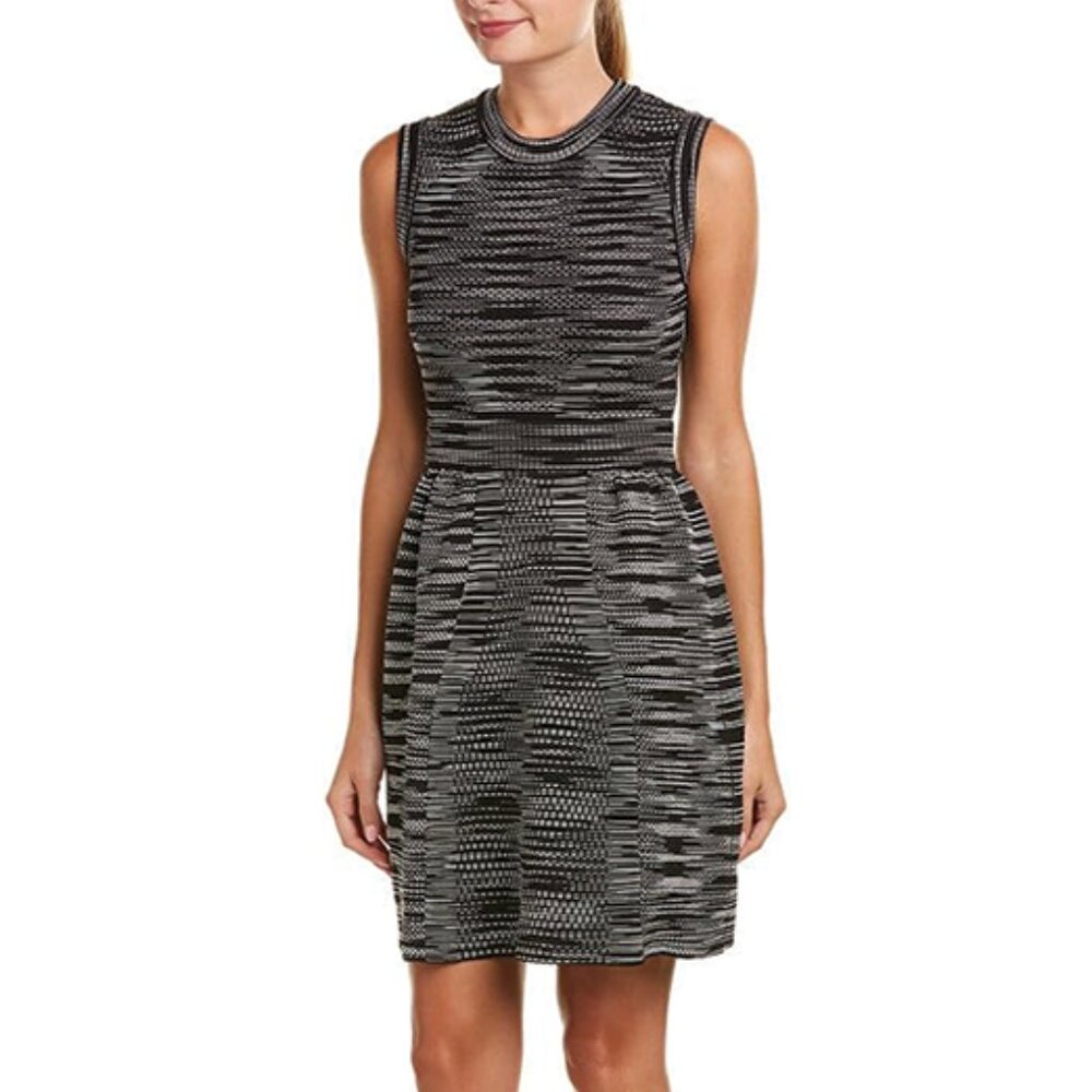 M MISSONI Black and White Spacedye Sleeveless Dress, Size 4 US